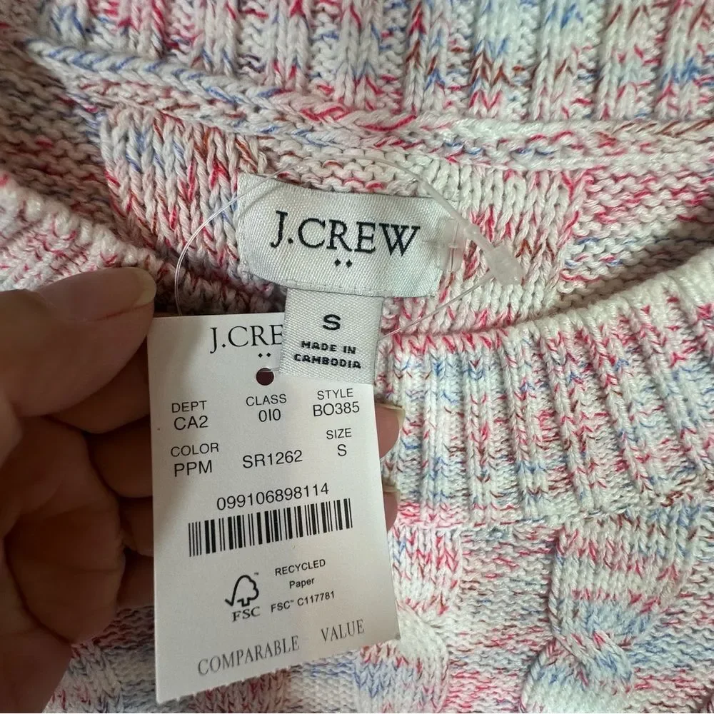 J. Crew Women's Pink and White Knit Sweater